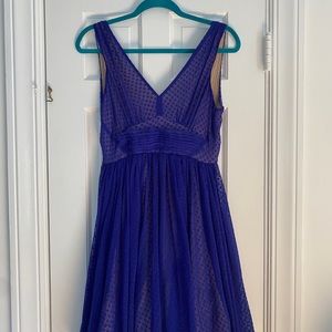 Anthropologie HD in Paris Royal blue dress.